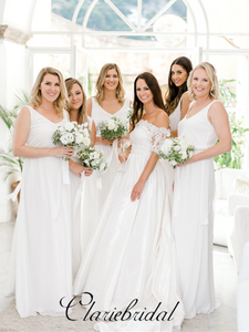 Simple V-neck A-line Jersey Bridesmaid Dresses