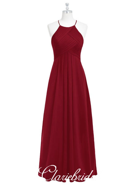 Burgundy Long A-line Chiffon Bridesmaid Dresses, Bridesmaid Dresses