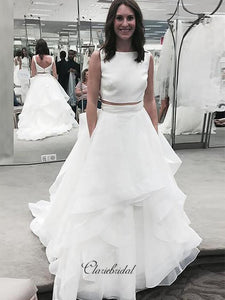 Two Pieces Simple Design Wedding Dresses, Popular Bridal Gowns 2019