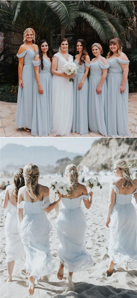 Simple A-line Light Blue Chiffon Bridesmaid Dresses, A-line Bridesmaid Dresses, Popular Bridesmaid Dresses