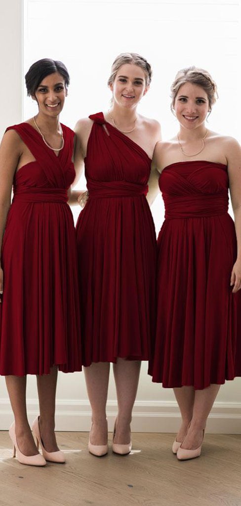 Dark Red Convertible Short Bridesmaid Dresses ClaireBridal Dark Red Convertible Short Bridesmaid Dresses ClaireBridal
