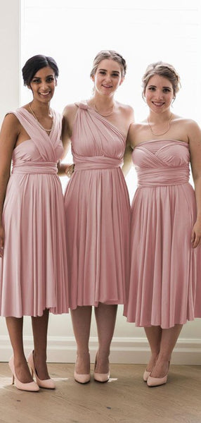 Blush Pink Convertible Short Bridesmaid Dresses