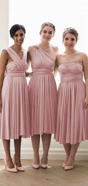 Blush Pink Convertible Short Bridesmaid Dresses ClaireBridal Blush Pink Convertible Short Bridesmaid Dresses ClaireBridal