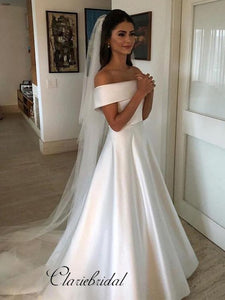 Satin Off The Shoulder Wedding Dresses, Sexy Wedding Dresses 2019