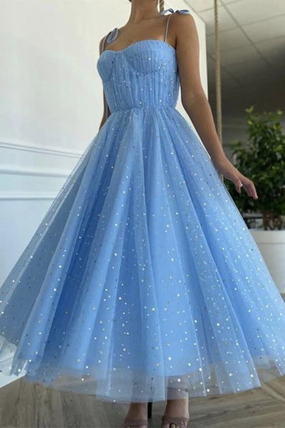 Spagehetti Straps Shiny Prom Dresses, Glitter Stars Prom Dresses, Elegant A line Prom Dresses