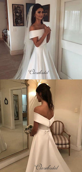 Satin Off The Shoulder Wedding Dresses, Sexy Wedding Dresses 2019