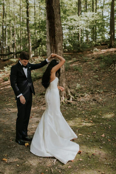 Sweetheart Long Mermaid Satin Wedding Dresses