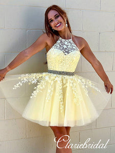 Yellow short dress best sale prom