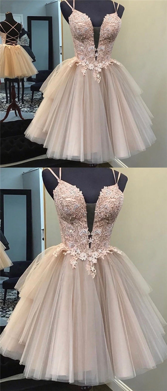 Lace Tulle Homecoming Dresses, Short Prom Dresses, Popular Homecoming –  ClaireBridal
