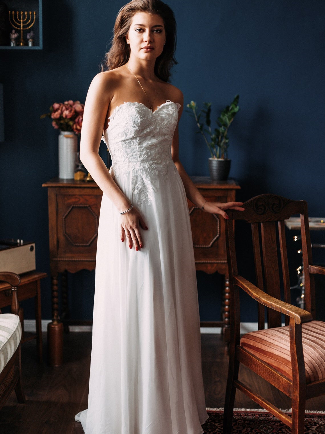 Sweetheart Long A-line Lace Chiffon Wedding Dresses, A-line Wedding Dr ClaireBridal Sweetheart Long A-line Lace Chiffon Wedding Dresses, A-line Wedding Dr ClaireBridal