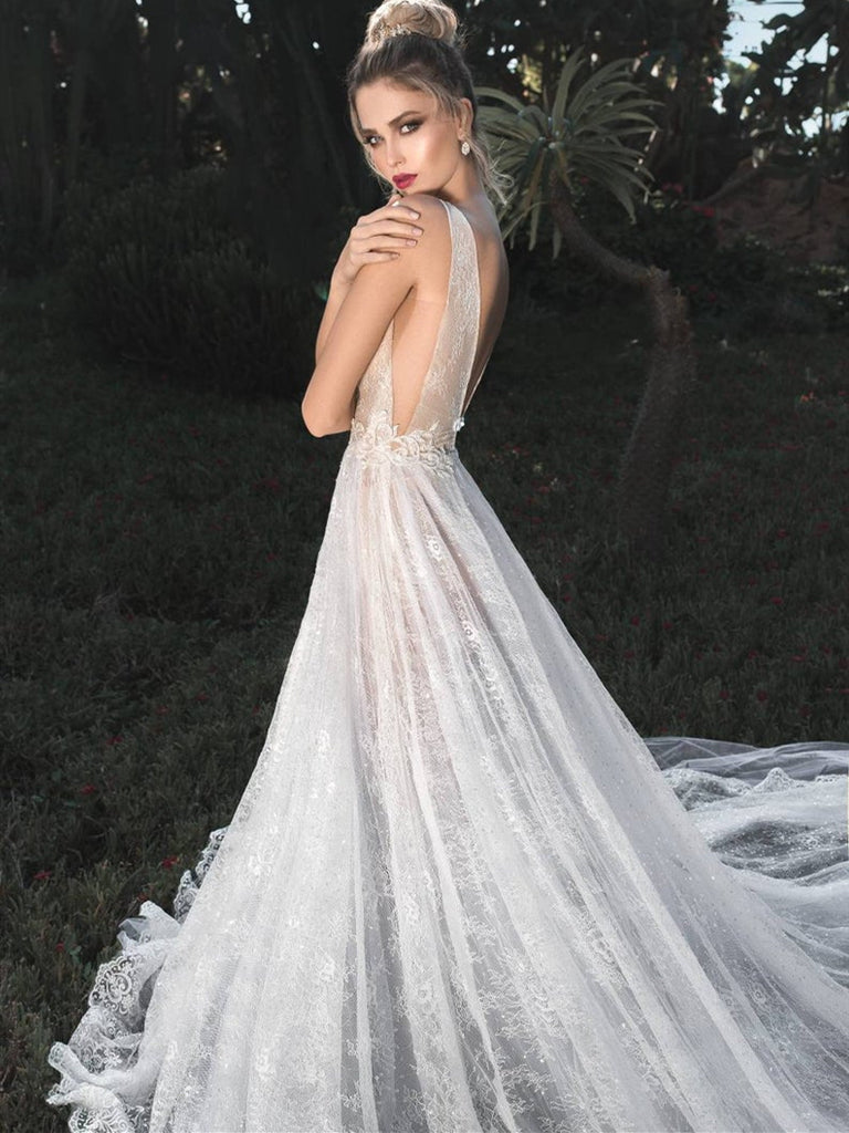 see through lace wedding dress 3D Flower Floral A Line Sweetheart Neck AWD1861 Spaghetti strap lace beach wedding dresses Lovely See Through Lace Wedding
