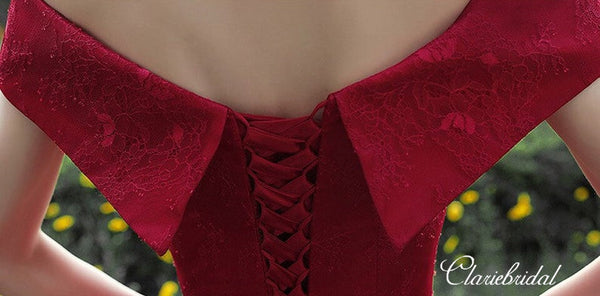 Off Shoulder Lace Tulle Homecoming Dresses, Short Prom Dresses