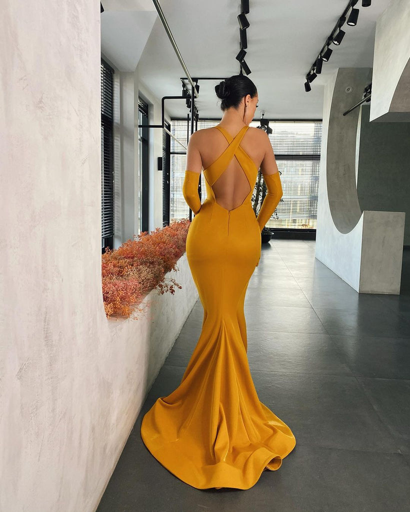 Mustard yellow shop mermaid dress