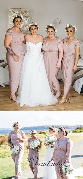 Lovely Sheath Shiny Jersey Long Bridesmaid Dresses, Bridesmaid Dresses