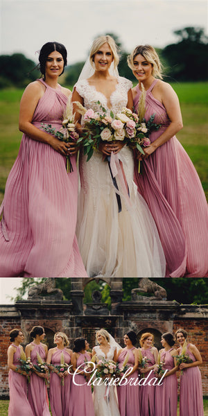 Long A-line Side Slit Chiffon Long Bridesmaid Dresses