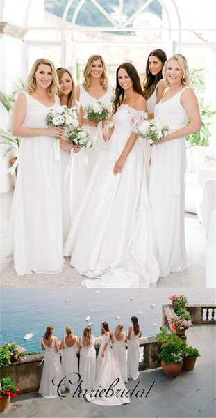 Simple V-neck A-line Jersey Bridesmaid Dresses