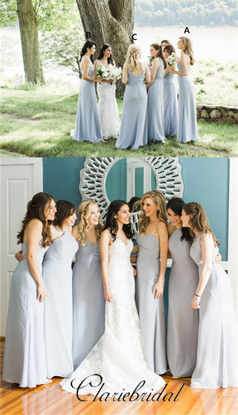 Mismatched Dusty Blue Long Bridesmaid Dresses, Popular Bridesmaid Dresses