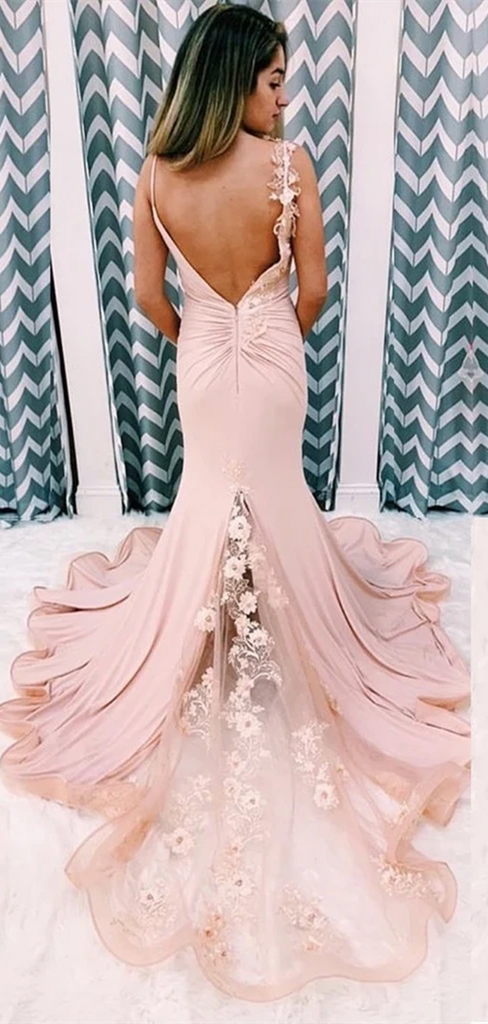 Blush pink mermaid prom dress deals