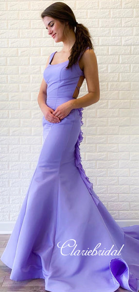 Lovely Lilac Mermaid Prom Dresses, Ruffled Long Prom Dresses, Prom Dresses