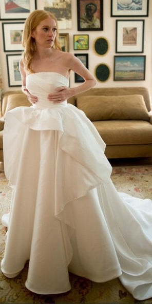Strapless Long Chic Satin Wedding Dresses, Bridal Gown, Long Wedding Dresses, 2020 Bridal Gown