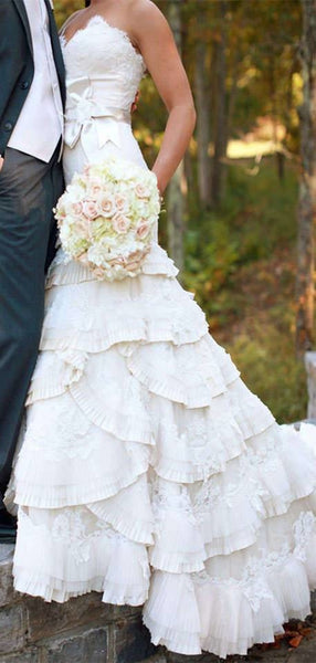 Fluffy Popular Custom Design Wedding Dresses, Newest Strapless Wedding Dresses