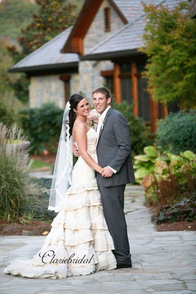 Fluffy Popular Custom Design Wedding Dresses, Newest Strapless Wedding Dresses