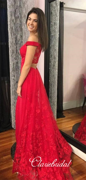 Off-the-shoulder Sweetheart Prom Dresses, Fancy Lace Prom Dresses, Prom Dresses 2019