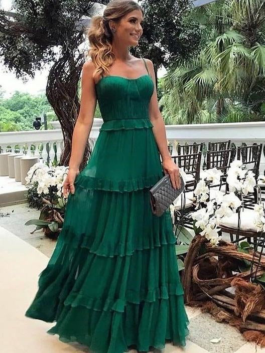 Lovely Emerald Green 30D Chiffon Prom Dresses, Long Prom Dresses, Popular Prom Dresses