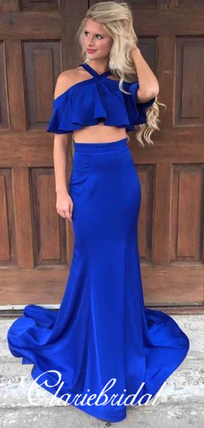 Off Shoulder Royal Blue Mermaid Prom Dresses, Elastic Satin Prom Dresses, Prom Dresses