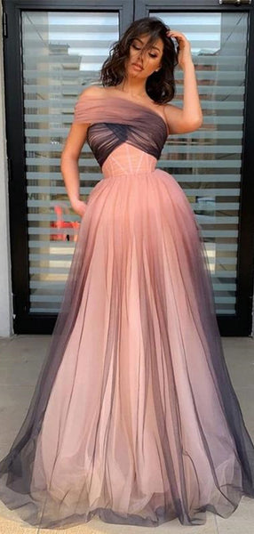 Elegant A Line Sleeveless Prom Dresses 2021, Tulle Long Prom Dresses, Popular Prom Dresses