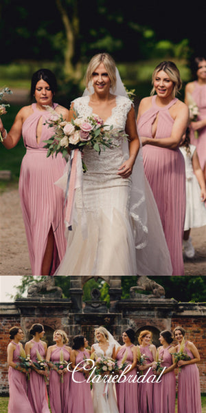 Long A-line Side Slit Chiffon Long Bridesmaid Dresses