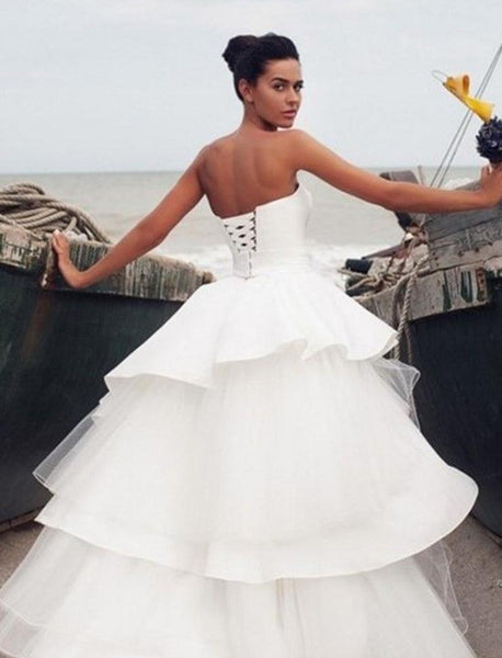 Sweetheart Long Tulle Ball Gown Wedding Dresses