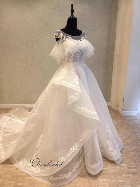 Unique Fashion On Sale Bridal Wedding Dresses, Organza Fancy Wedding Dresses