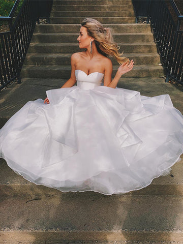 Sweetheart Romantic Organza Wedding Dresses, Bridal Gown