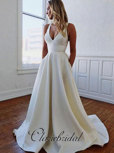 Simple Ivory A-line Wedding Dresses, Elegant Long Wedding Dresses ClaireBridal Simple Ivory A-line Wedding Dresses, Elegant Long Wedding Dresses ClaireBridal