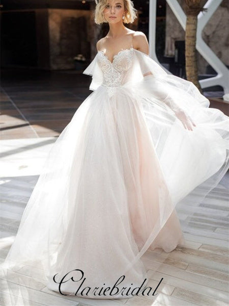 A-line Off Shoulder Fairy Wedding Dresses, Bridal Gown